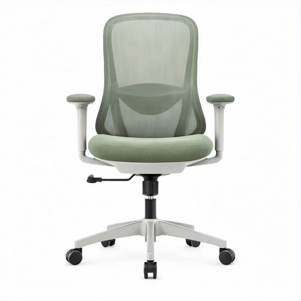 Ergonomiczny fotel obrotowy z siatkowym oparciem, zielony szałwiowy/biały/czarny, 64 x 64 x 97–107 cm