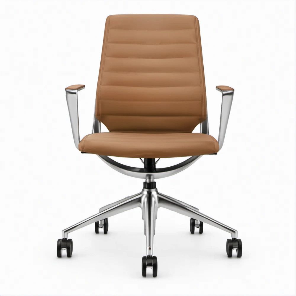 Brązowy fotel biurowy obrotowy ze skóry PU, 60 x 64 x 114–124 cm