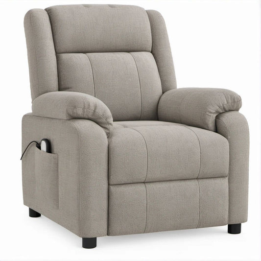 Elektrycznie rozkładany fotel relaksacyjny szarobeżowy 88 x 93 x 105 cm