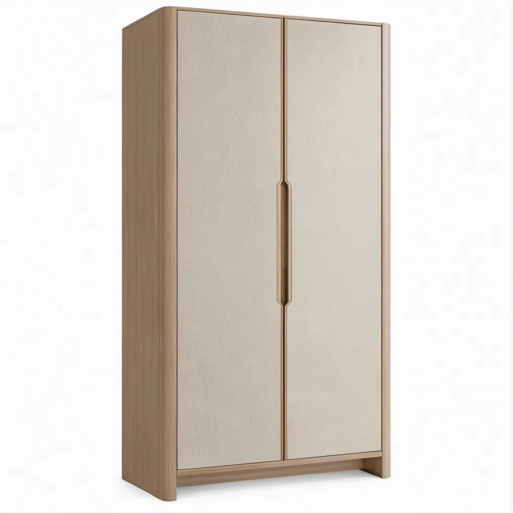 Dwudrzwiowa szafa z płyty MDF, beżowa/jasny dąb, 100 × 60 × 200 cm