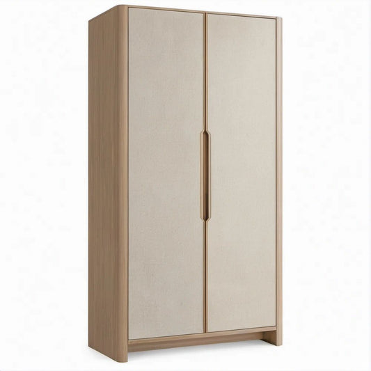 Dwudrzwiowa szafa z płyty MDF, beżowa/jasny dąb, 100 × 60 × 200 cm