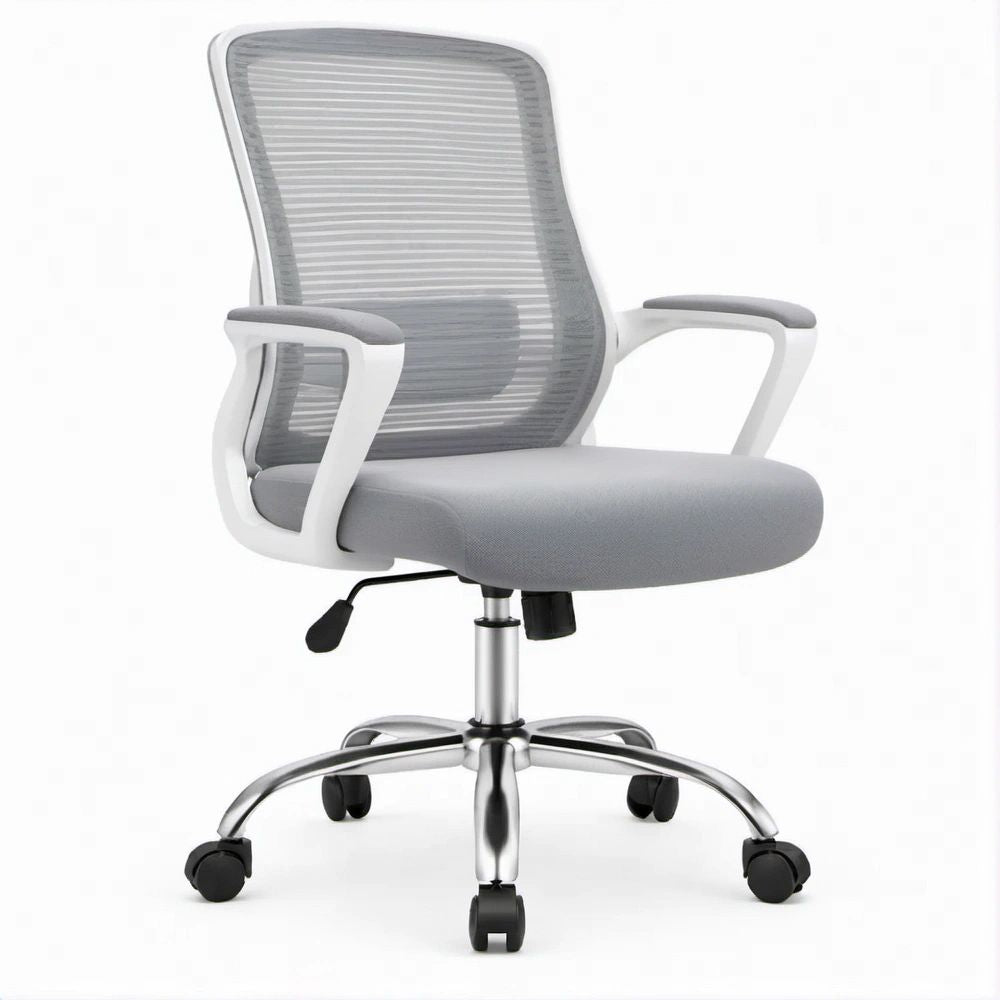 Ergonomiczne krzesło biurowe obrotowe szare 60 × 60 × 102–112 cm