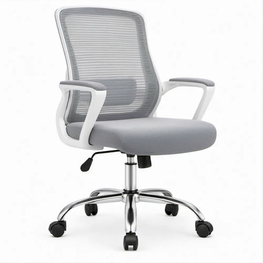 Ergonomiczne krzesło biurowe obrotowe szare 60 × 60 × 102–112 cm